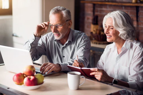 Older couple looking at computer screen