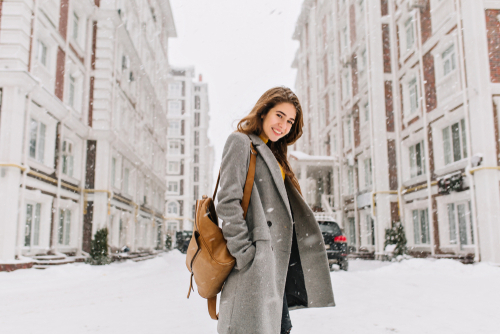 Young woman enjoying winter after LASIK